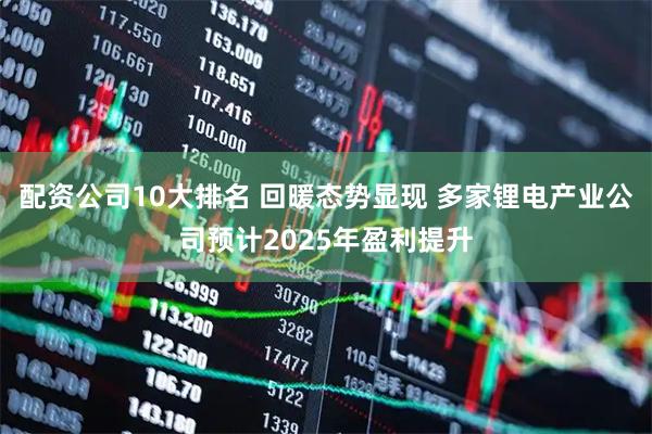 配资公司10大排名 回暖态势显现 多家锂电产业公司预计2025年盈利提升